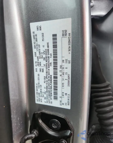 2020 Ford F150 Supercrew z USA, uszkodzony, nr VIN 1FTEW1C50LFA96084